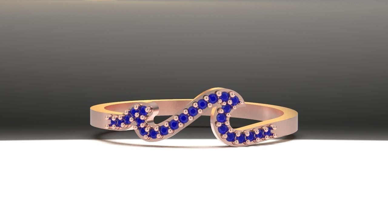 nature wave diamond ring 3D print model_1