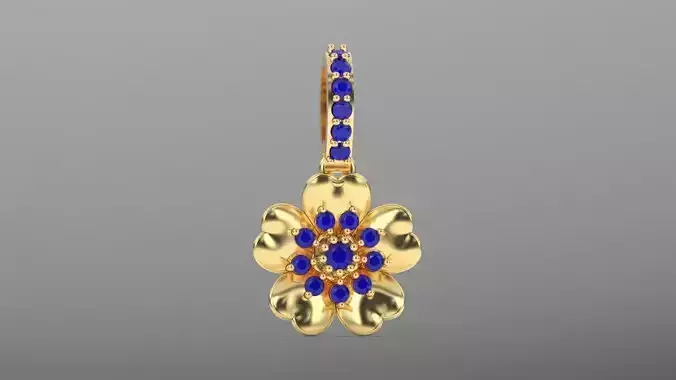 heart flower charm pendant