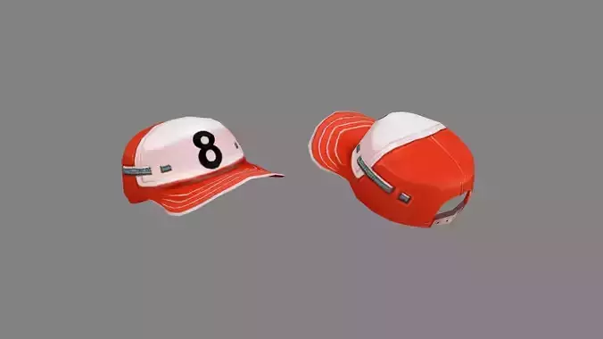 Cartoon number 8 red sports cap