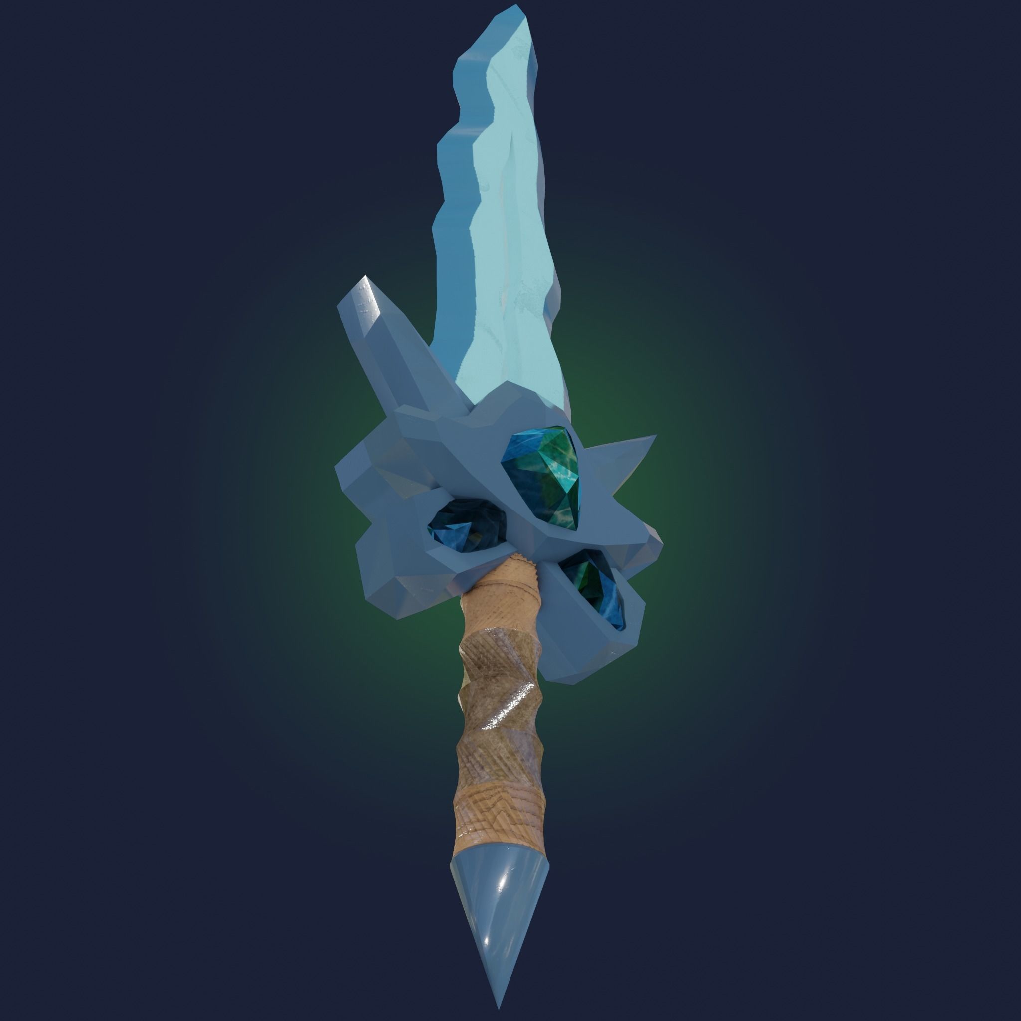 Stylized Sword Weapon with crystals PBR low-poly game ready Low-poly 3D model_1
