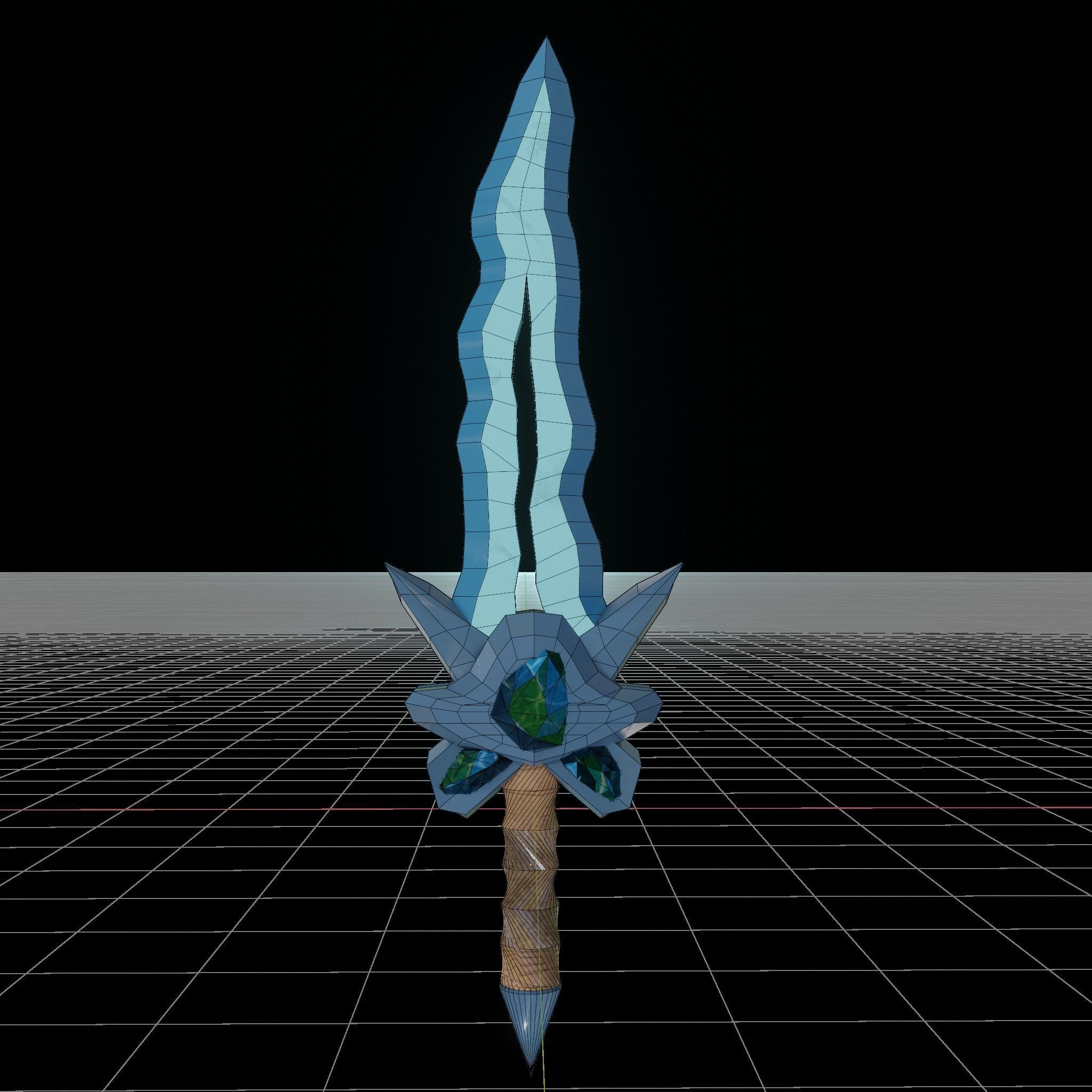 Stylized Sword Weapon with crystals PBR low-poly game ready Low-poly 3D model_5
