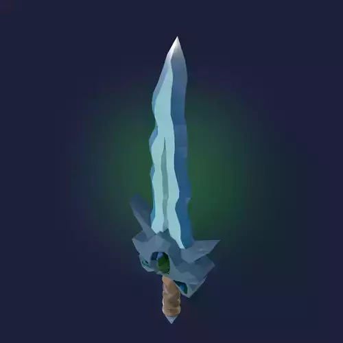 Stylized Sword Weapon with crystals PBR low-poly game ready