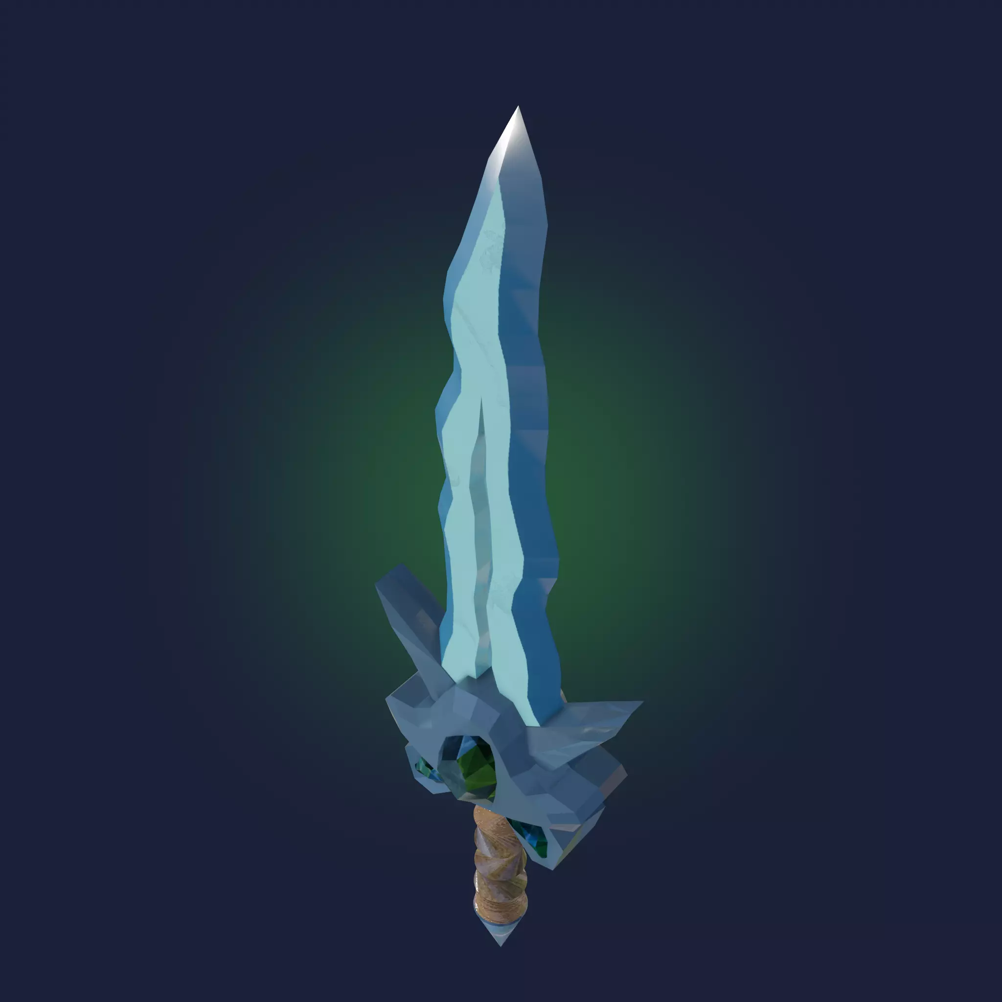 Stylized Sword Weapon with crystals PBR low-poly game ready Low-poly 3D model_0