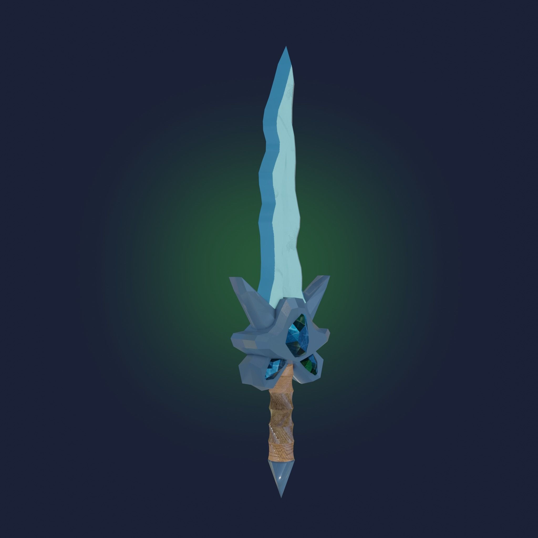 Stylized Sword Weapon with crystals PBR low-poly game ready Low-poly 3D model_3