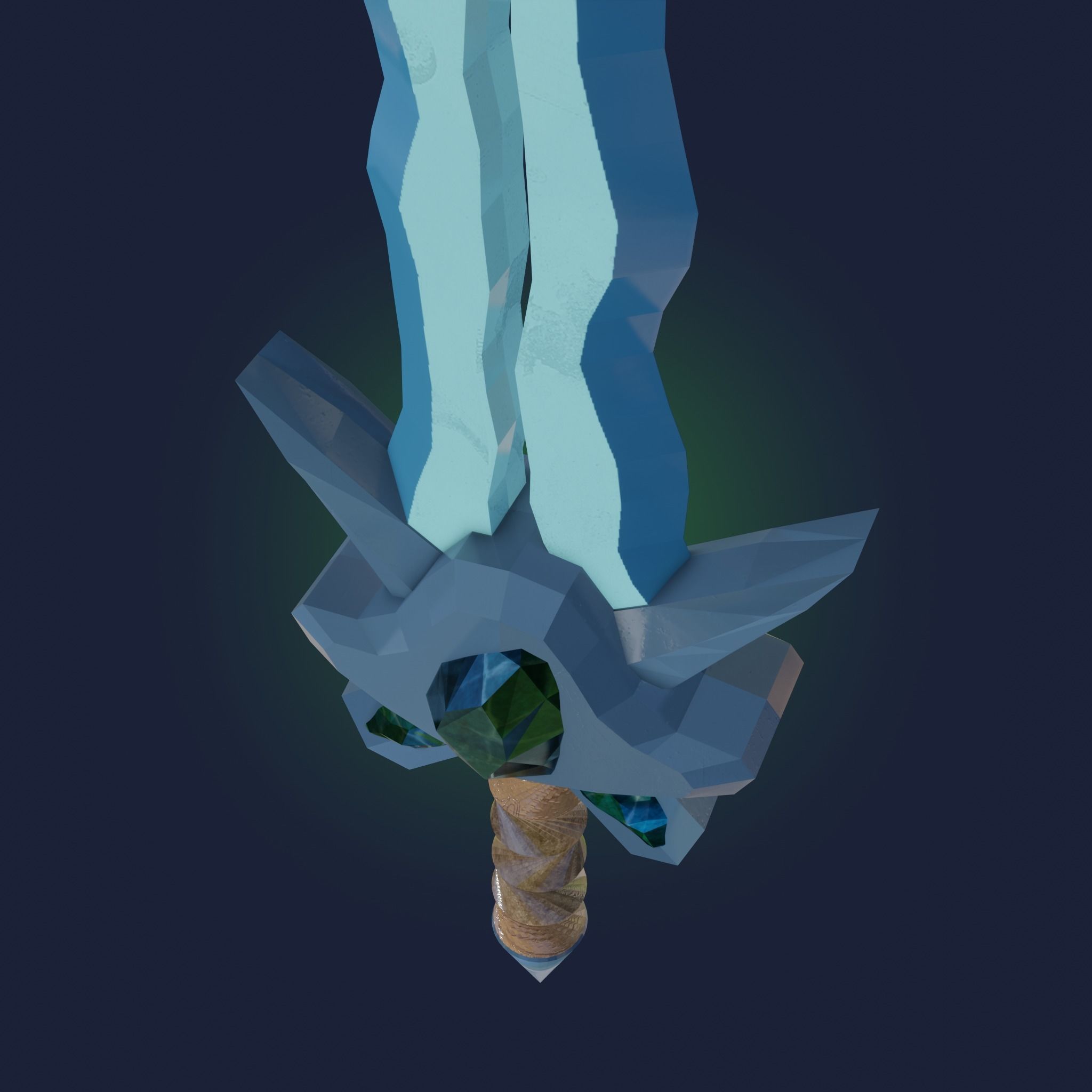 Stylized Sword Weapon with crystals PBR low-poly game ready Low-poly 3D model_4