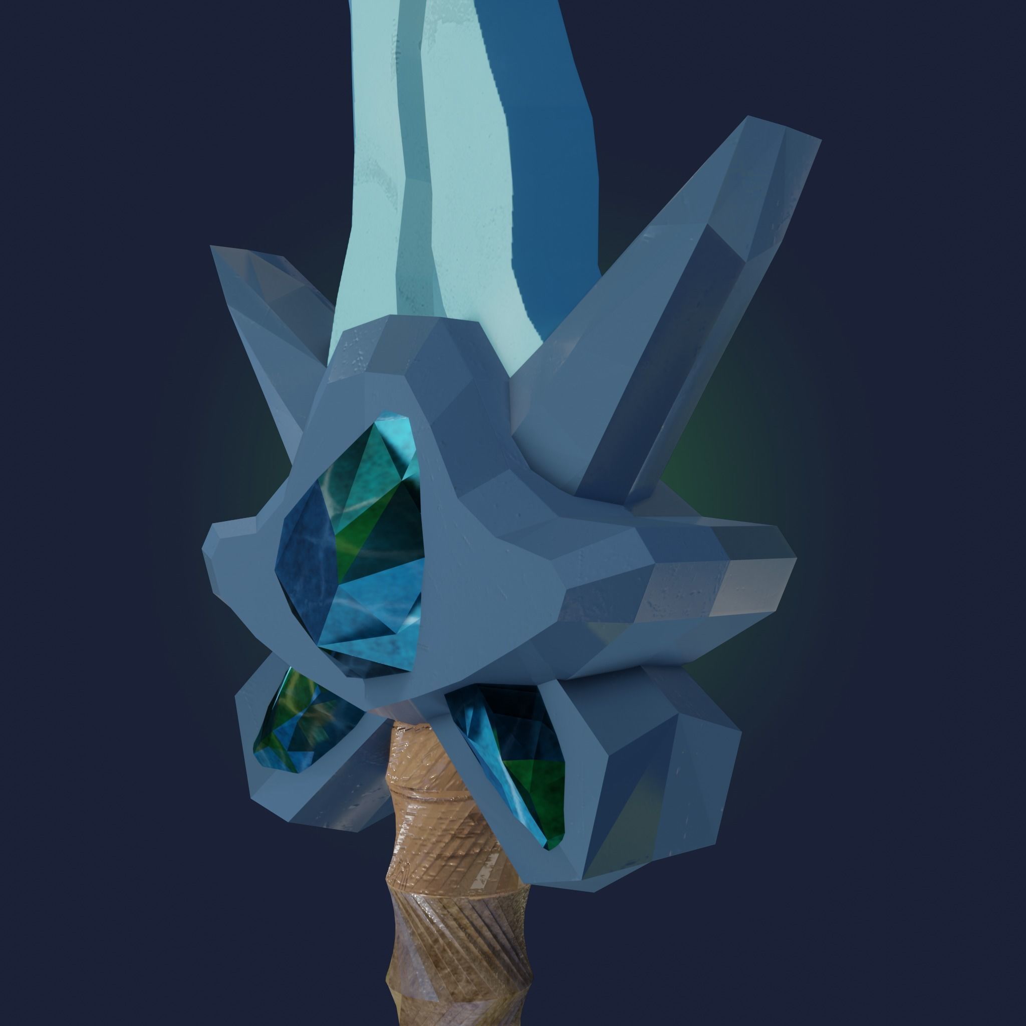 Stylized Sword Weapon with crystals PBR low-poly game ready Low-poly 3D model_2