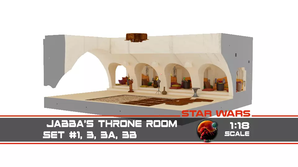 Jabbas Throne Room - Hangout area - Complete set 1-18 scale 3D Model Collection_0