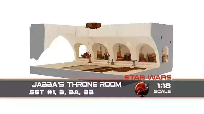 Jabbas Throne Room - Hangout area - Complete set 1-18 scale 3D Model Collection