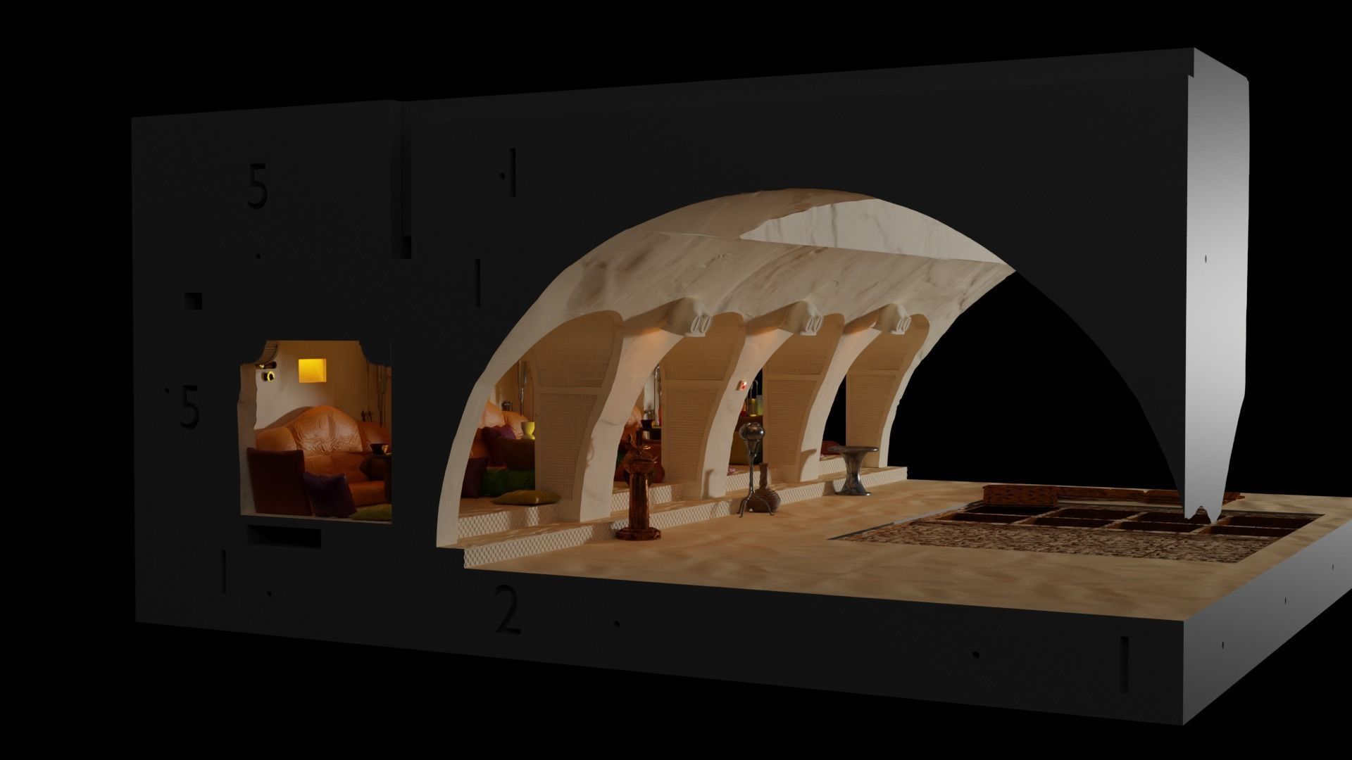 Jabbas Throne Room - Hangout area - Complete set 1-18 scale 3D Model Collection_1