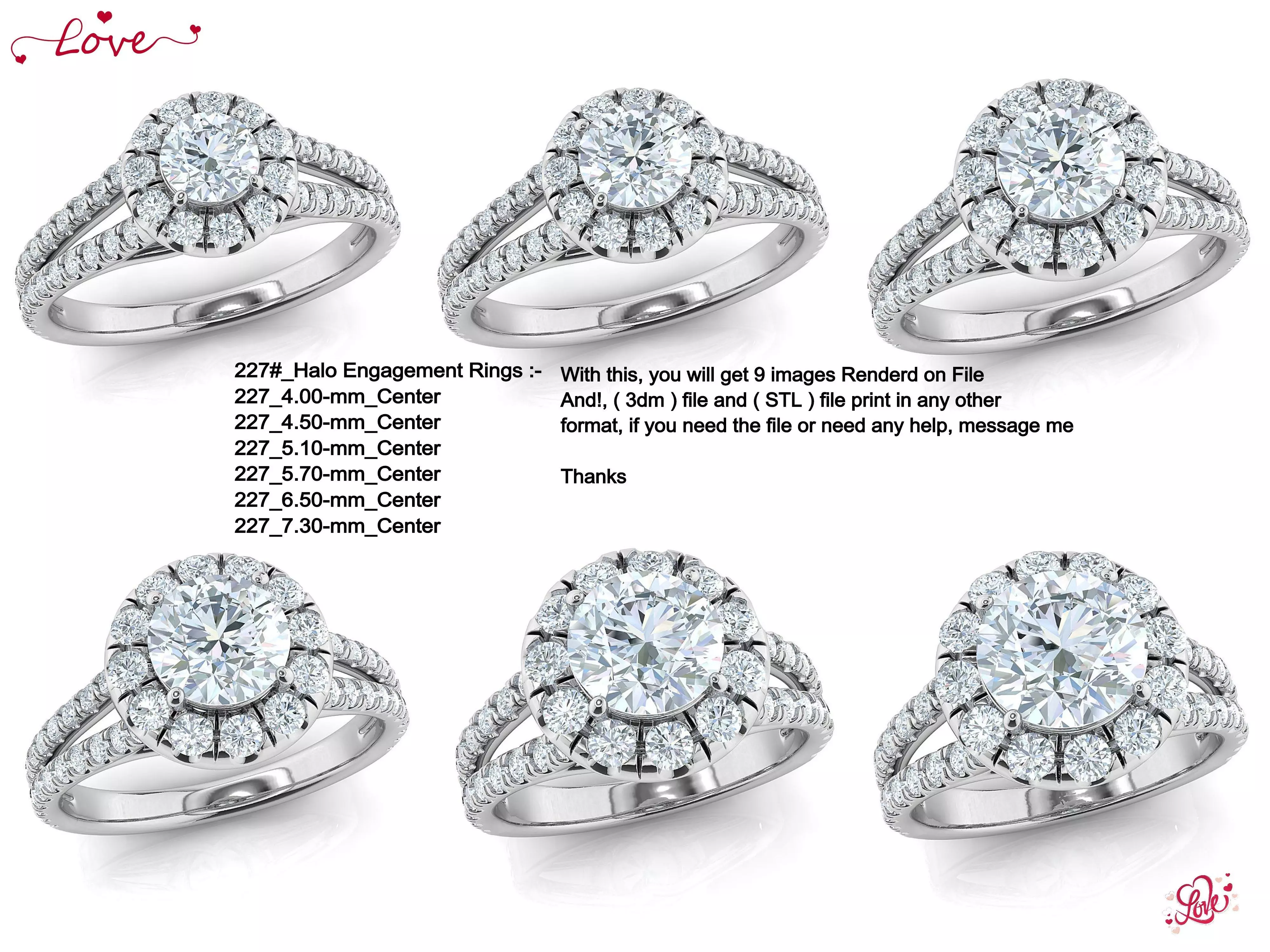 Halo engagement ring 6-file Collection _0