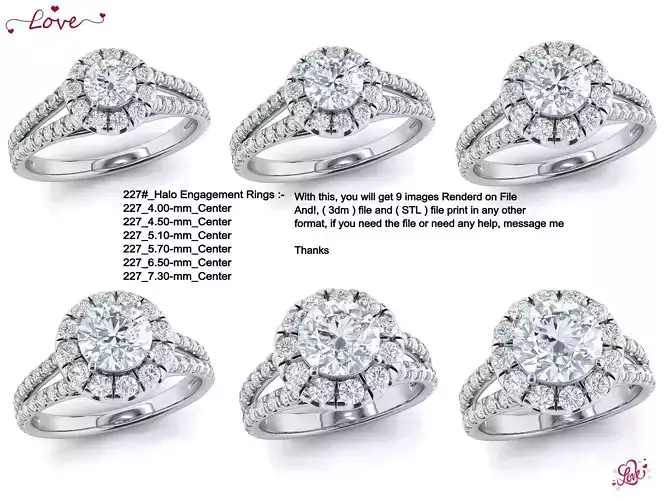 Halo engagement ring 6-file Collection