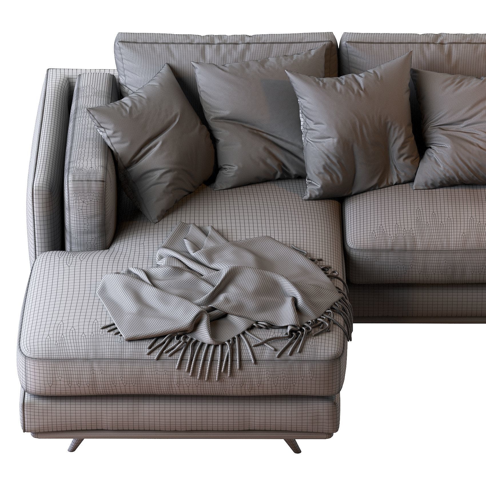 Zander 2 Piece Chaise Sectional 3D model_4