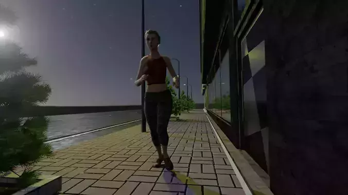 Female model rigged animated and textured Low-poly 3D model