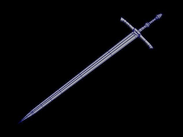 Classic 2-handed sword Low-poly 3D model_3