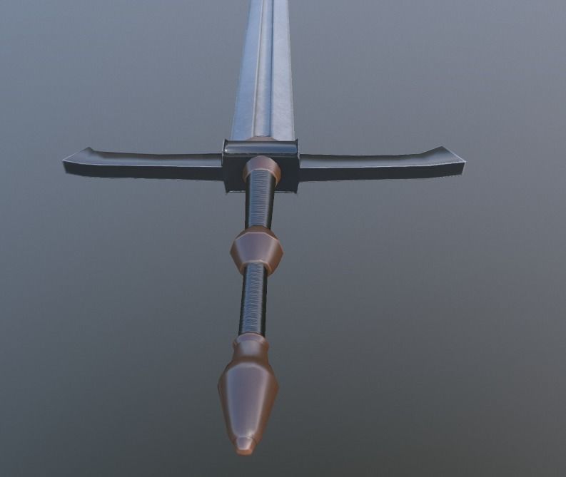Classic 2-handed sword Low-poly 3D model_1