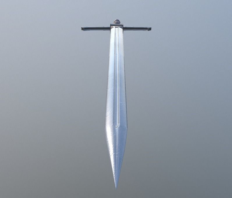 Classic 2-handed sword Low-poly 3D model_2