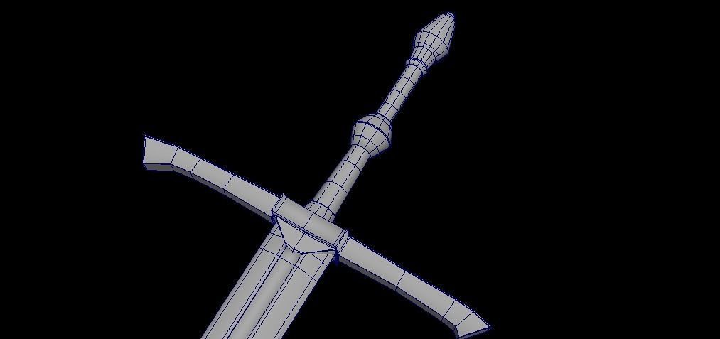 Classic 2-handed sword Low-poly 3D model_4