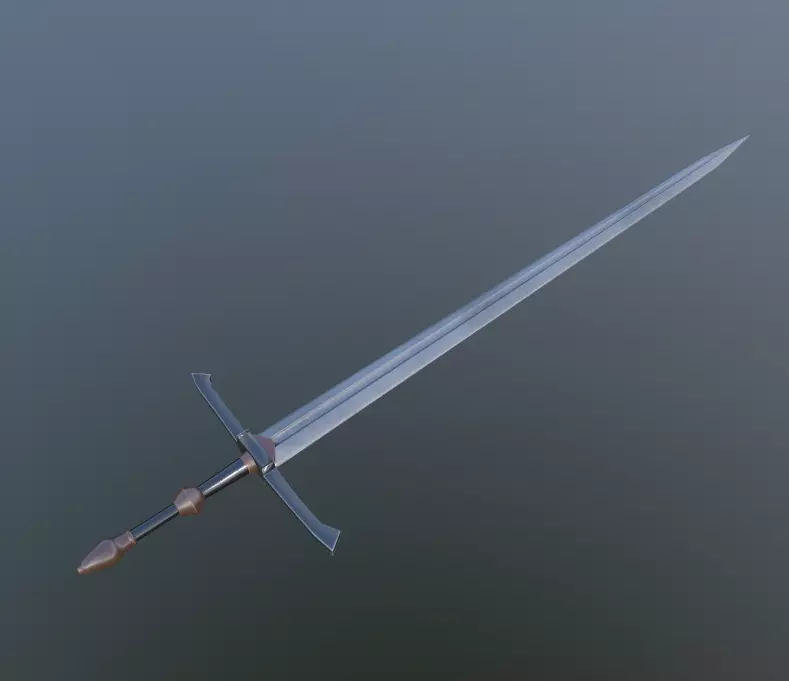 Classic 2-handed sword Low-poly 3D model_0