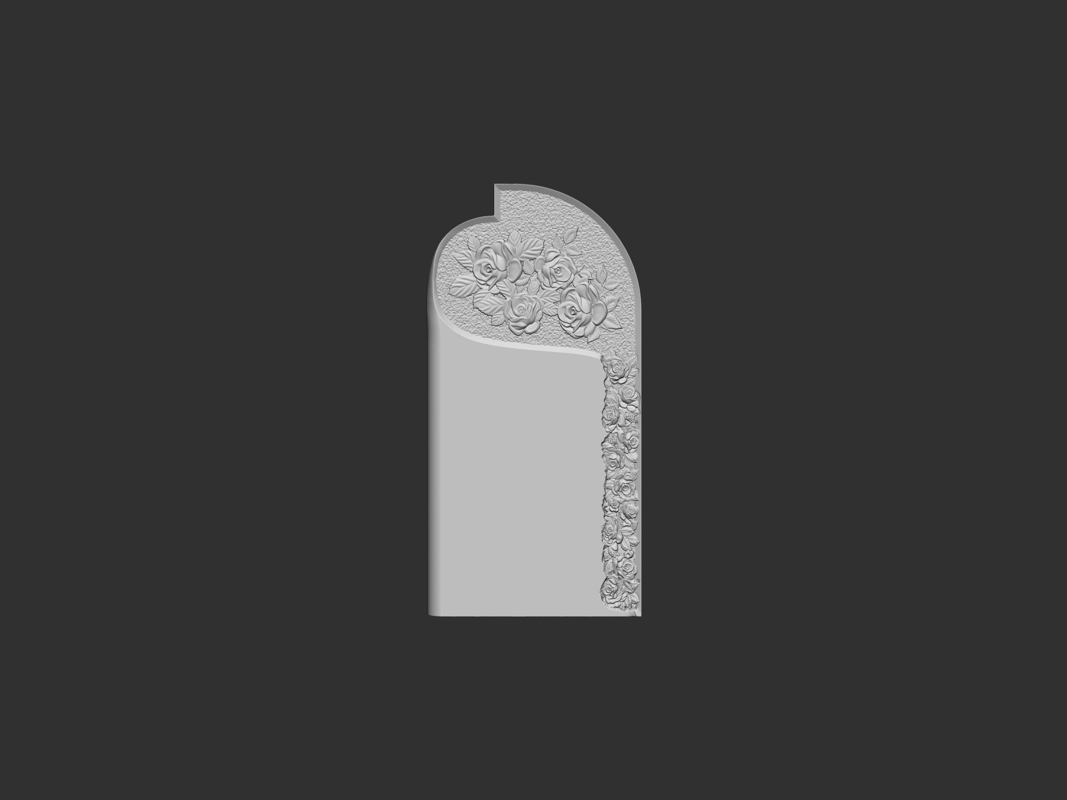 Memorial Tombstone with roses for cnc Carving 3D print model_1