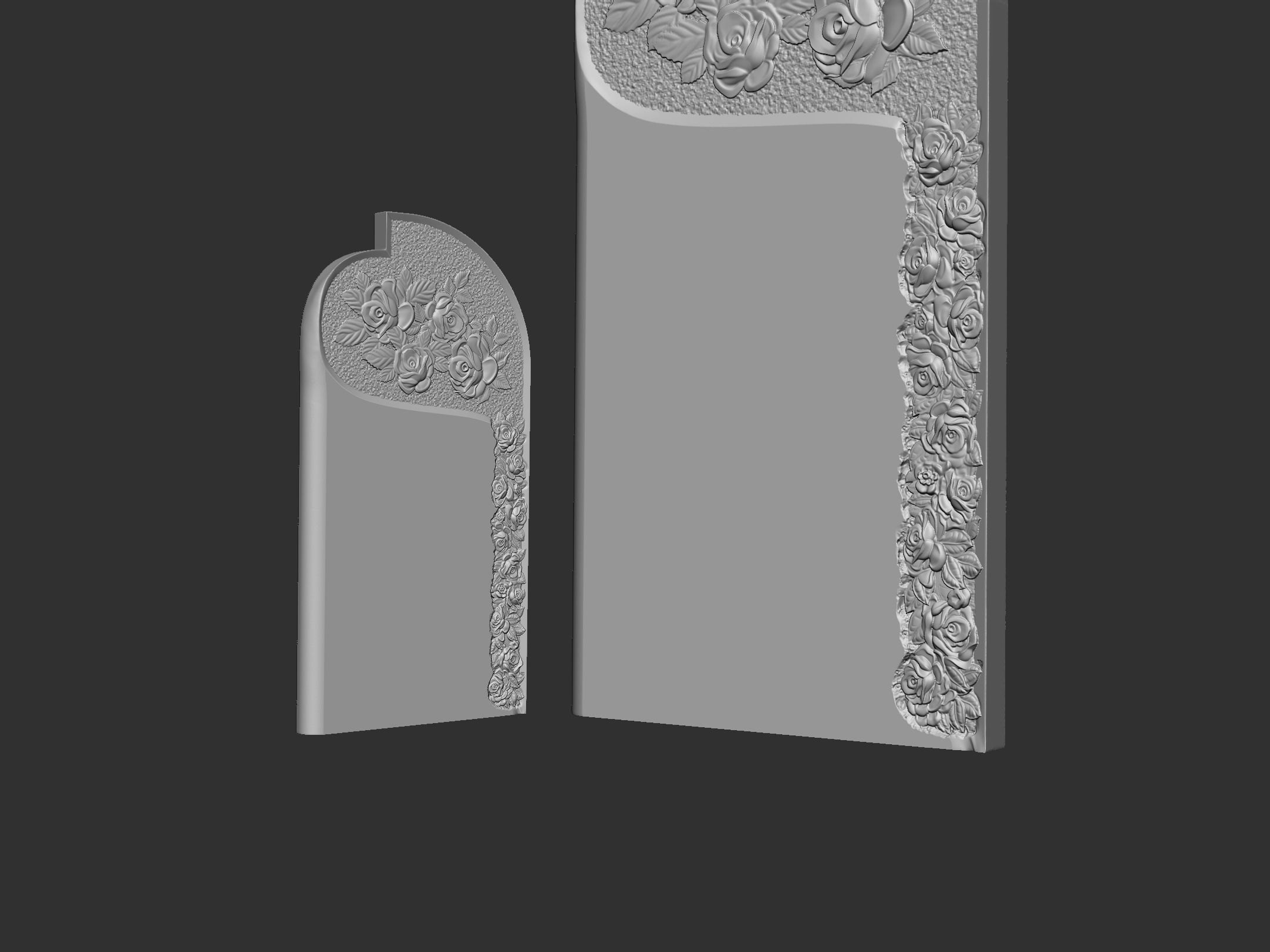 Memorial Tombstone with roses for cnc Carving 3D print model_2
