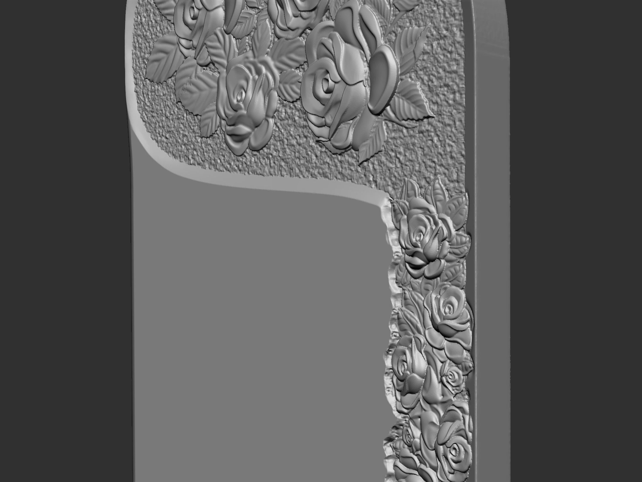 Memorial Tombstone with roses for cnc Carving 3D print model_6