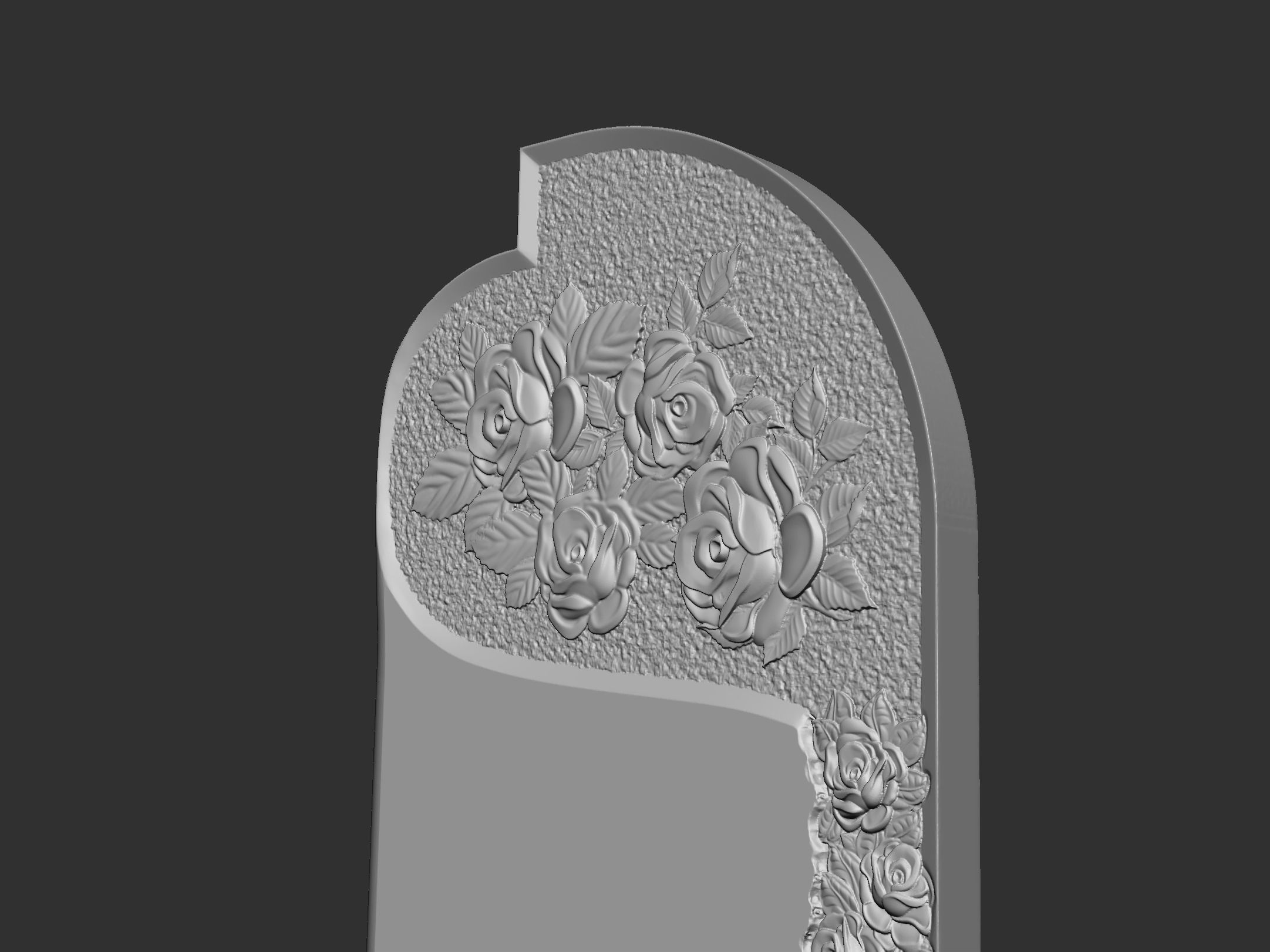 Memorial Tombstone with roses for cnc Carving 3D print model_4