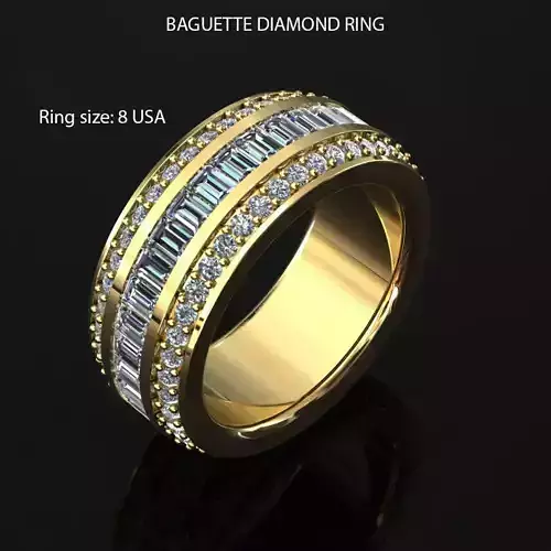 BAGUETTE DIAMOND RING SIZE 8 USA 3D print model