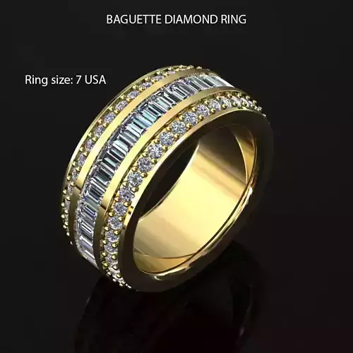 BAGUETTE DIAMOND RING SIZE 7 USA 3D print model