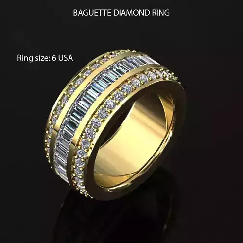 BAGUETTE DIAMOND RING SIZE 6 USA 3D print model