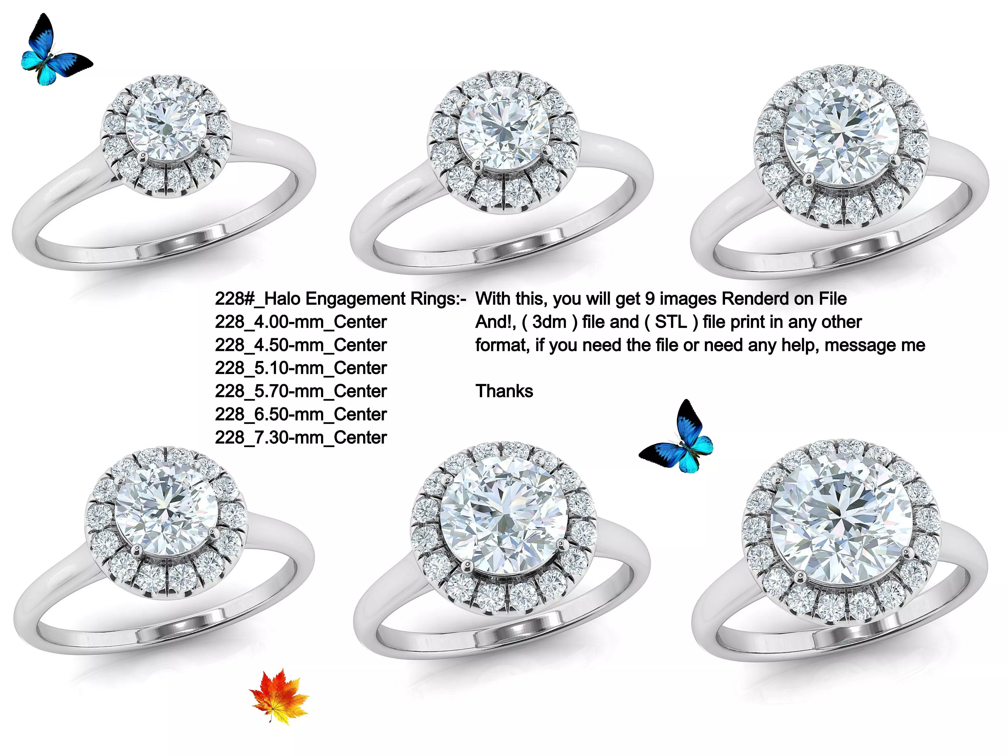 Fancy Halo engagement ring 6-file Collection _0