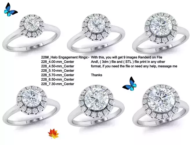 Fancy Halo engagement ring 6-file Collection 