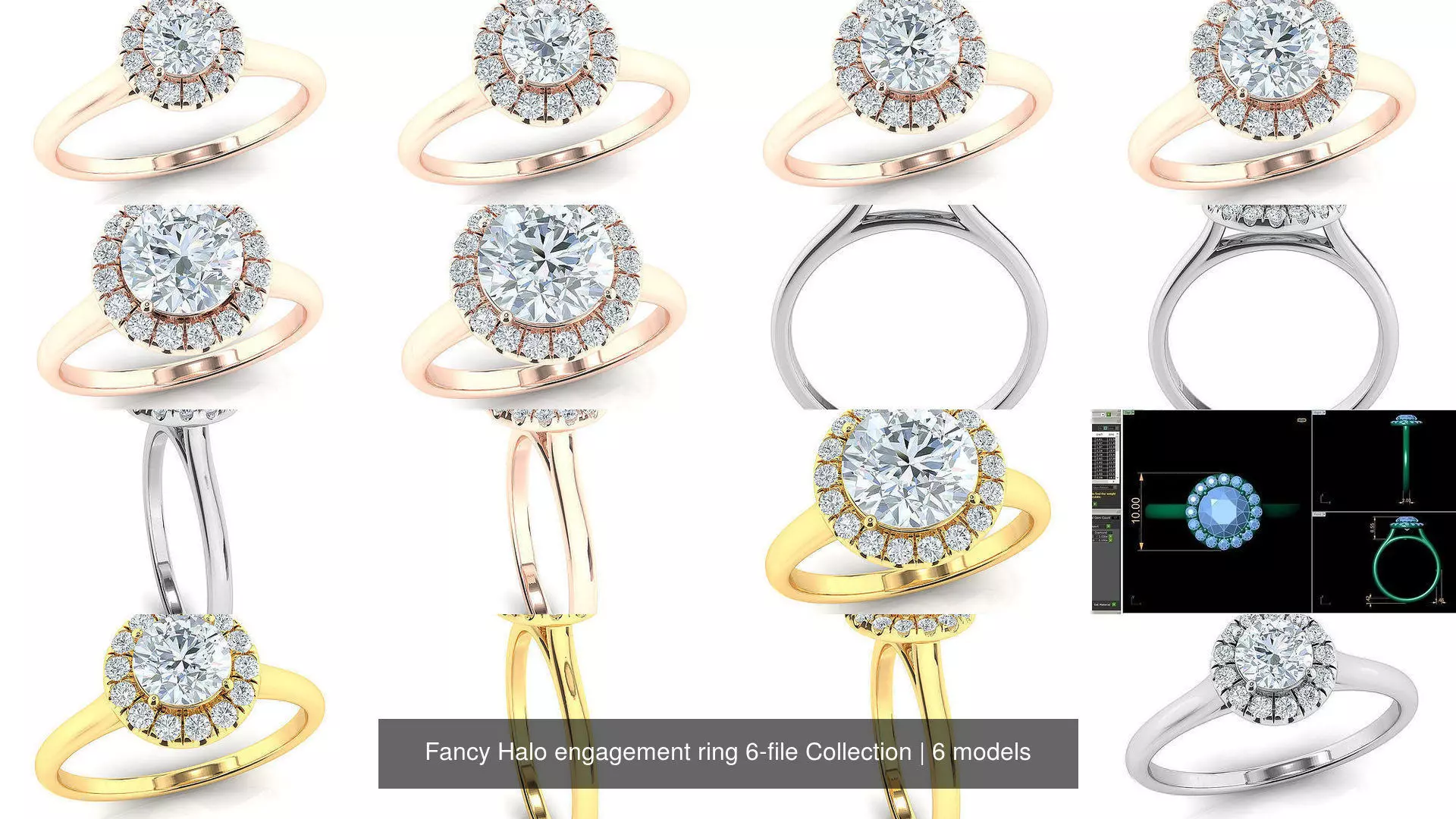 Fancy Halo engagement ring 6-file Collection _1