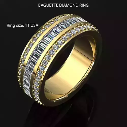 BAGUETTE DIAMOND RING SIZE 11 USA 3D print model