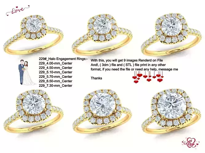 Halo engagement ring 6-file Collection