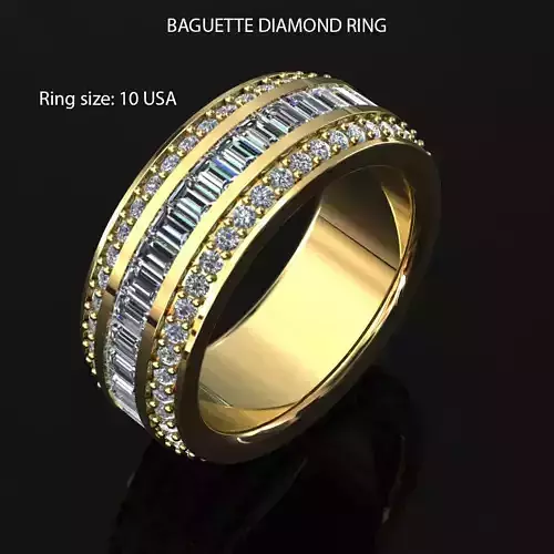 BAGUETTE DIAMOND RING SIZE 10 USA 3D print model
