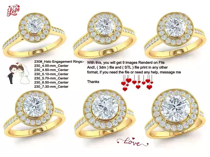 Fancy Halo  ring 6-file Collection