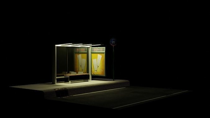 New York busstop with sign 3D model