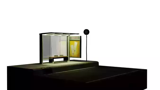 New York busstop with sign 3D model