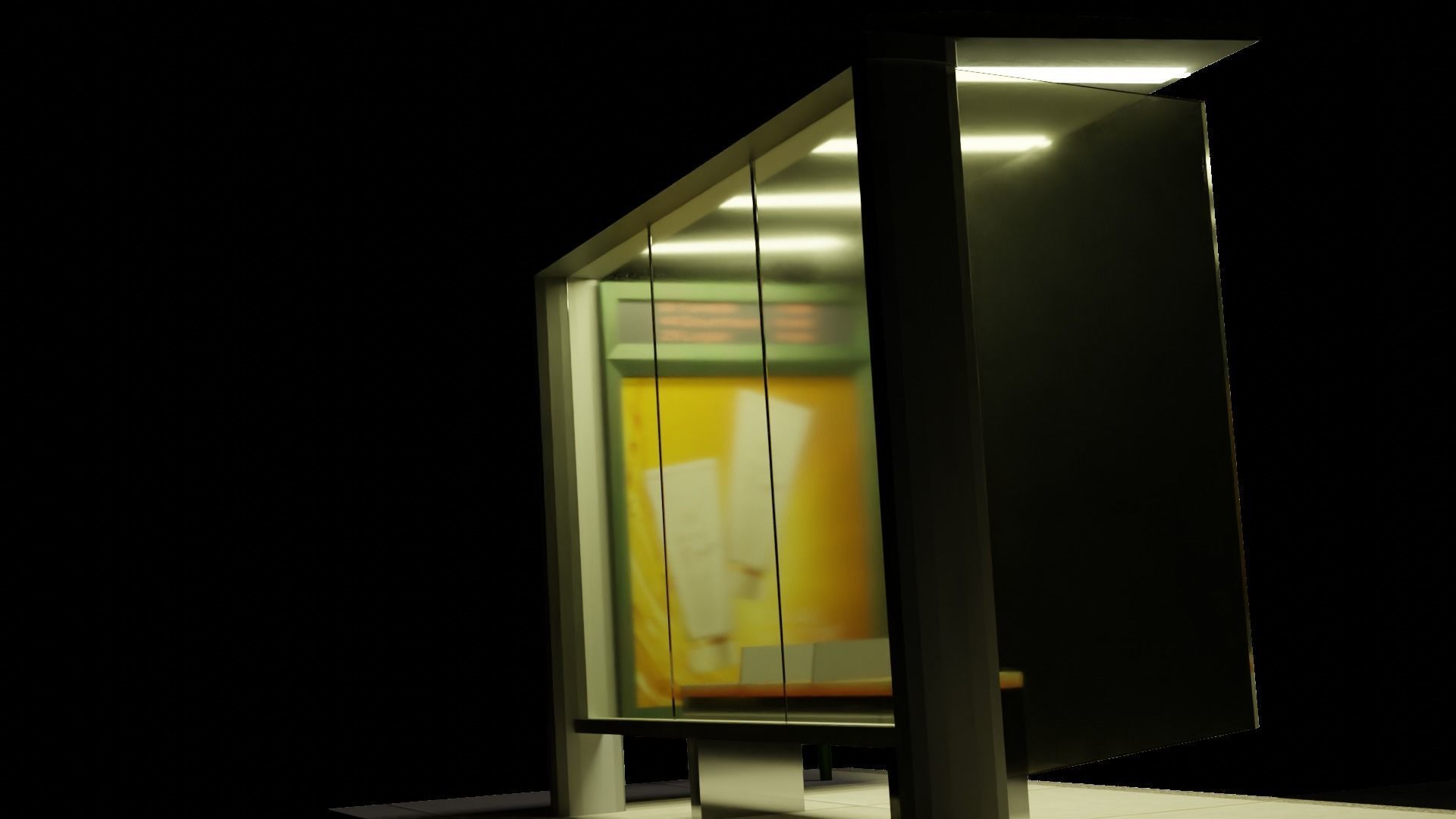 New York busstop with sign 3D model_1