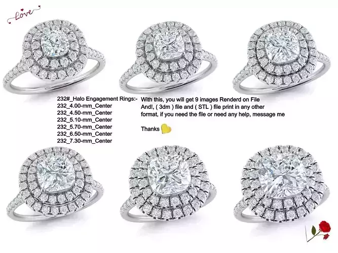 Double halo ring 6-file Collection 