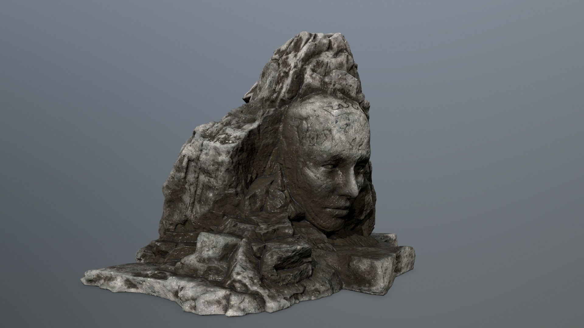 Mountain face Low-poly 3D model_1