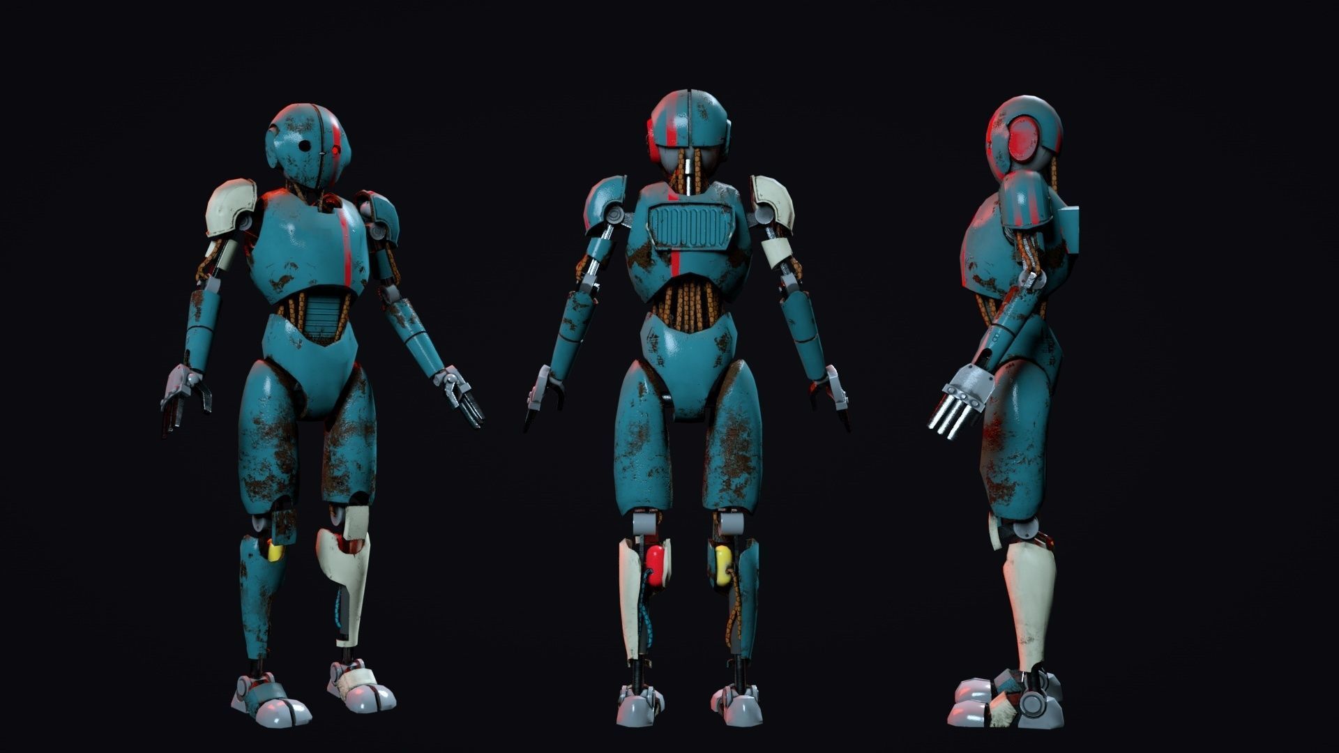 Cartoon Character Robot Low-poly 3D model_3