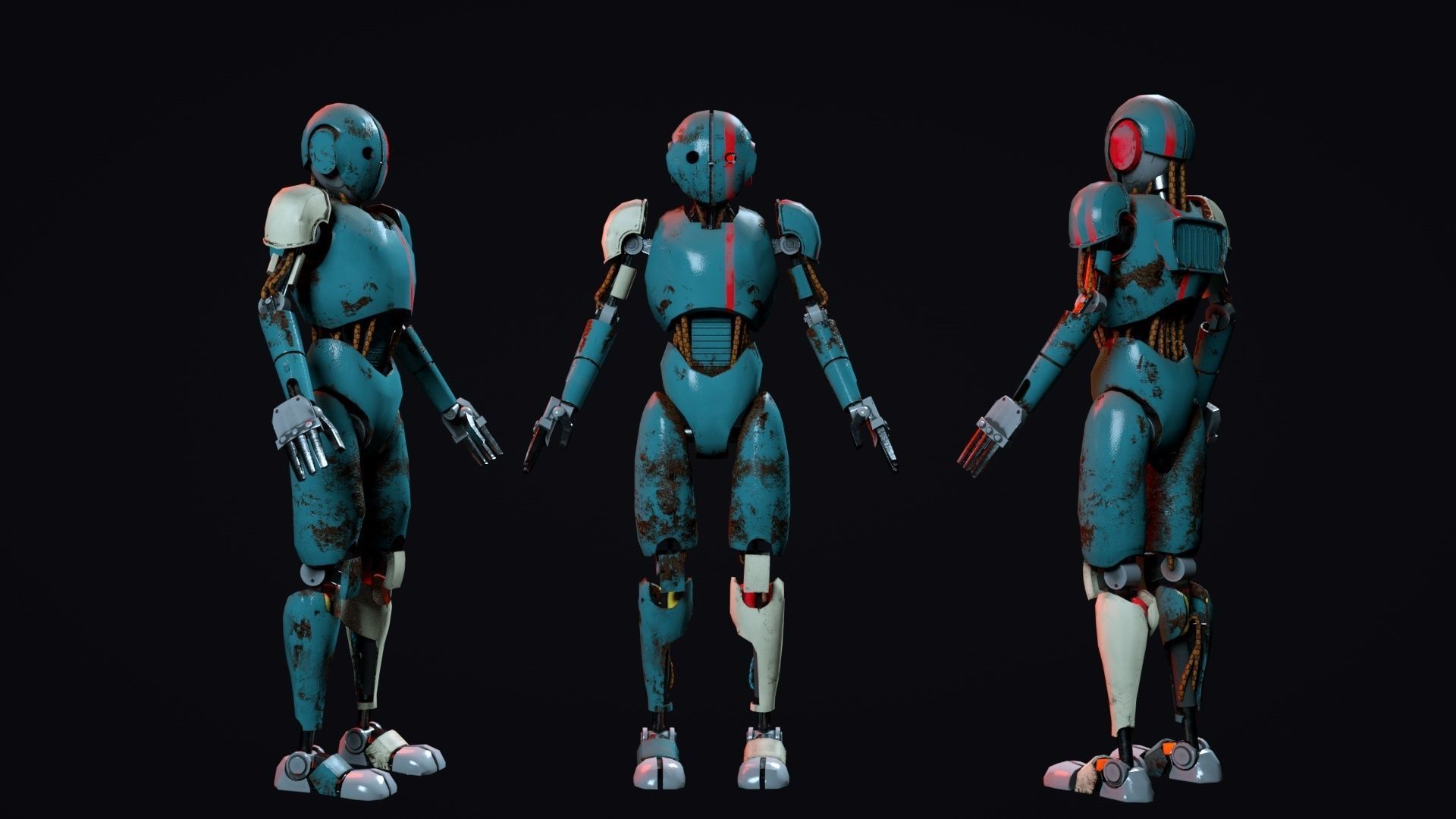 Cartoon Character Robot Low-poly 3D model_2