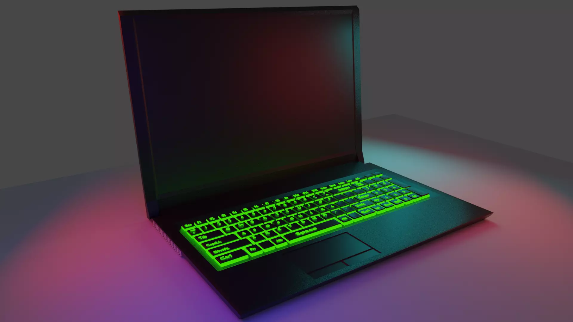 Laptop computer with neon lights 3D model_0