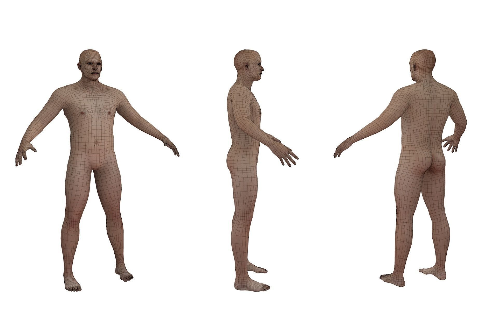 Realistic 3d model male with rigging Low-poly 3D model_7