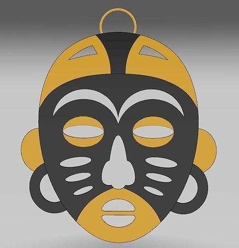 African mask pendant 3D print model