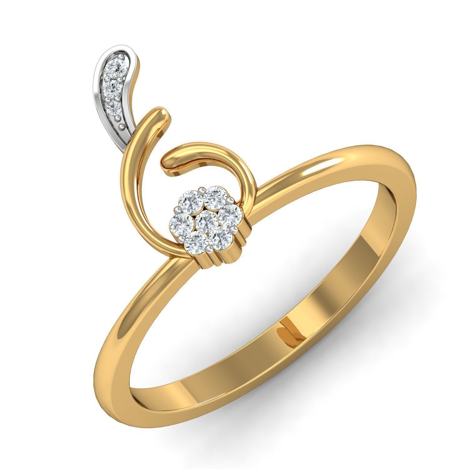 jwellary 3d model elegant diamond ring gold 3D model_44