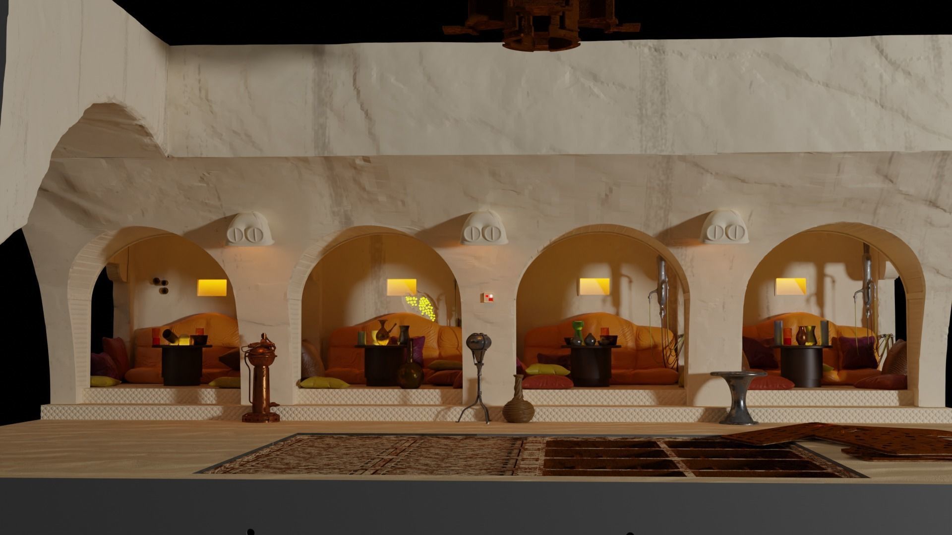 Jabbas Throne Room - Hangout area - Complete set 1-6 scale 3D Model Collection_3