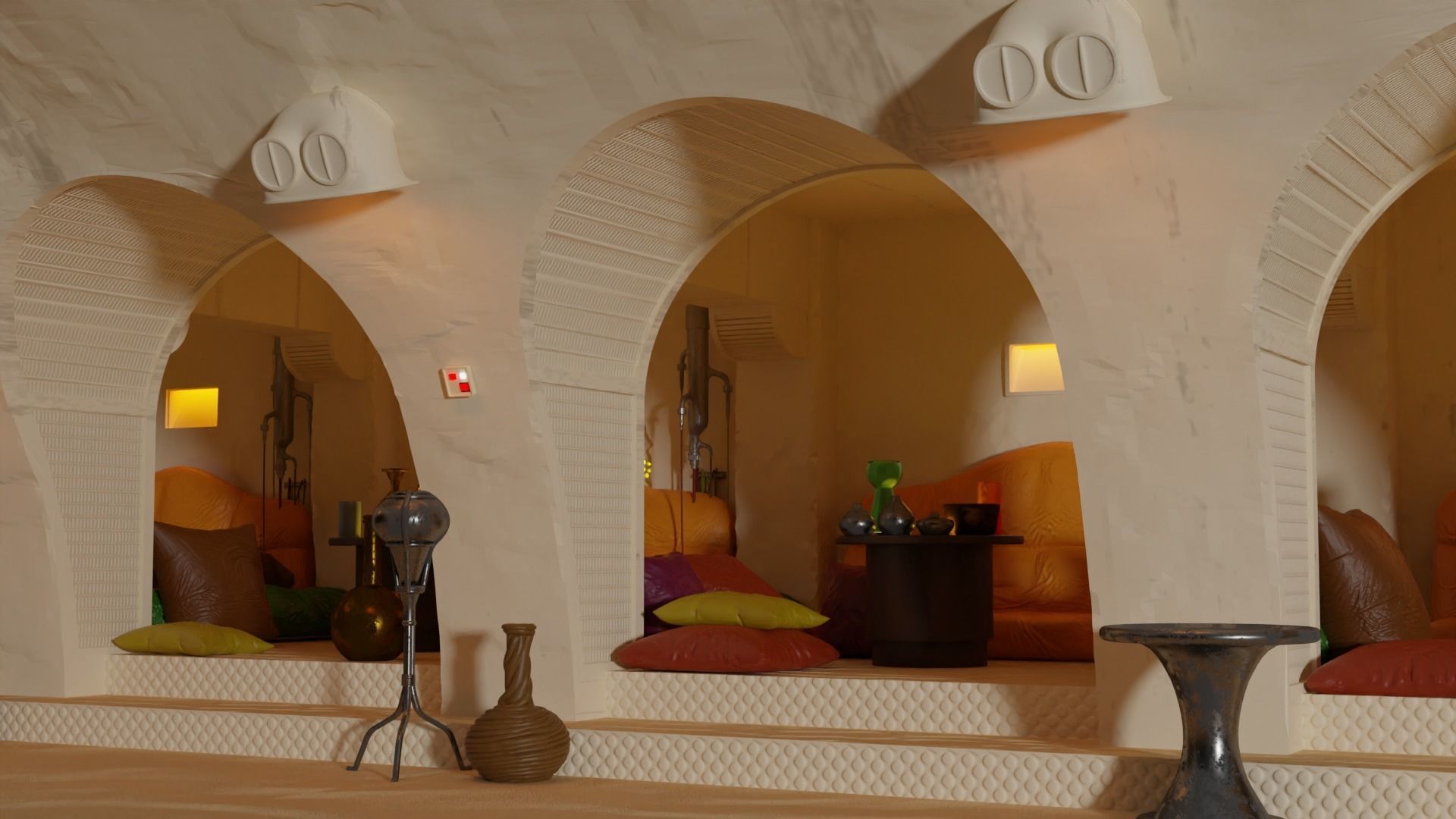 Jabbas Throne Room - Hangout area - Complete set 1-6 scale 3D Model Collection_4