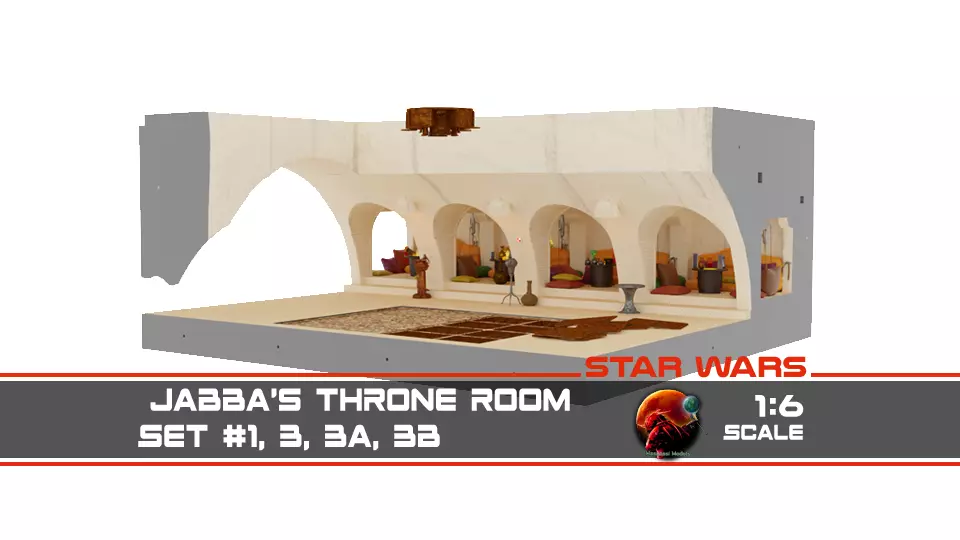 Jabbas Throne Room - Hangout area - Complete set 1-6 scale 3D Model Collection_0